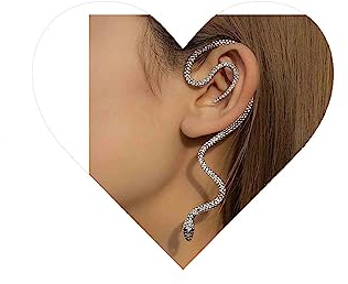 Yheakne Punk Schlange Ohr Kletterer Ohrringe Silber Schlangenohr Cuff Wrap Ohrringe Gothic Schlange Ohrringe Gefälschte Piercing Cooler Tierschmuck für Frauen und Mädchen Halloween Geschenke (Silber)