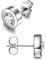 day.berlin Damen Ohrstecker Joy 1cm in Silber mit Kristall (6mm) kleine Ohrringe rund 3mm flach, Edelstahl nickelfrei versilbert für Frauen