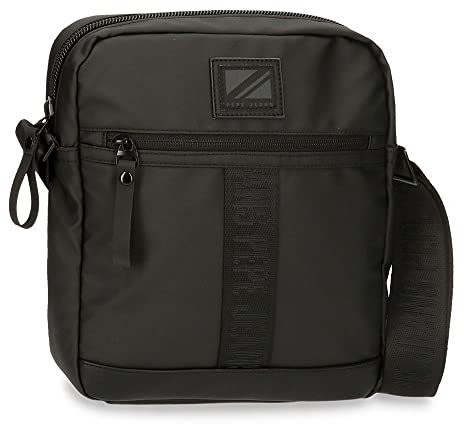 Pepe Jeans Hoxton Bandolera Porta Tablet Negro 23x27x7 cms Poliéster y PU