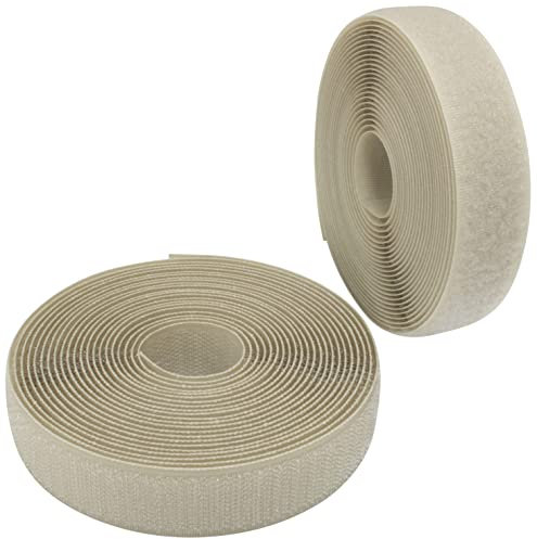 AERZETIX - C65952 - Klettband/-rolle 25 mm 5 meter - organizer/kabelbinder - band für kleidersäcke - aus polyamid und polyester - farbe: hellbeige