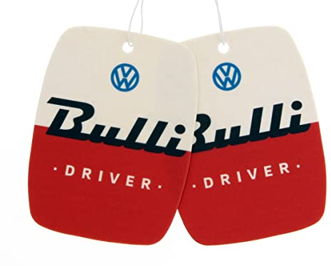 BRISA VW Collection - Volkswagen Luft-Erfrischer-Duft-Spender fürs Auto im T1 Bulli Bus Motiv 2er-Set (Bulli Driver/Vanille/Rot)