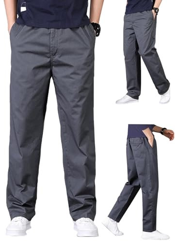 Aotoyou Pantalon Chino Homme Coupe Droite Elastique Taille Gris 3XL