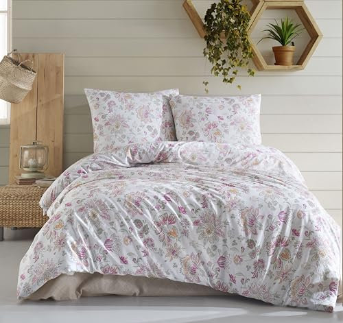 ZIRVEHOME Bettwäsche-Set 200x200 cm. 3 teilig, Baumwolle Bettbezug, La Natura V2