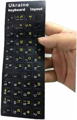 Schwarze ukrainische Tastatur-Aufkleber, Ukraine, langlebig, für russische Belarus-Tastaturen, Folie, 25,4 bis 43,2 cm, Laptop, nützlich und praktisch, 2 Stück, Tastatur- und Mäusezubehör