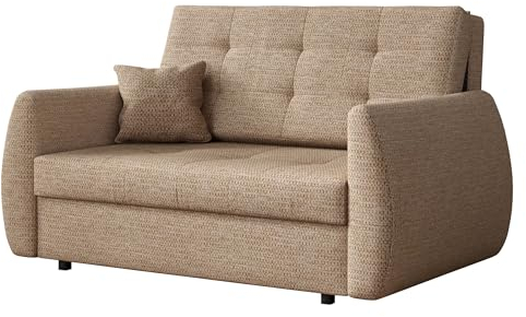 Mirjan24 Sofa Viva Art II mit Schlaffunktion, 2 Sitzer Polstersofa mit Bettkasten inkl. Kissen, Schlafsofa, Bettsofa, Wohnlandschaft, Farbauswahl, Sofagarnitur (Aragon 14)