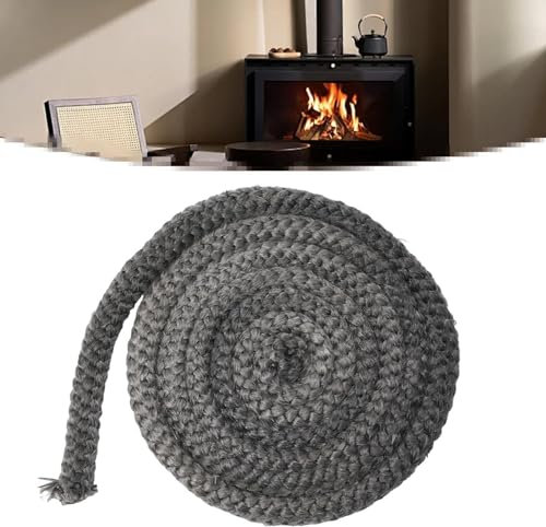 Joint Tressé pour Insert et Poêle, Joint en Fibre de Verre, Joint Réfractaire, Joint Insert Cheminée, Fil en Fibre de Verre Ignifuge, Joint Fibre de Verre Ficelle Joint de Porte Four, 6mm x 2m