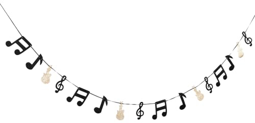 OHPHCALL 1satz Musik Note Banner Für Hochzeiten Musik Themenfeiern Und Geburtstagsfeiern Dekorative Girlande Aus Glänzendem Material Installieren Und Vielseitig Einsetzbar