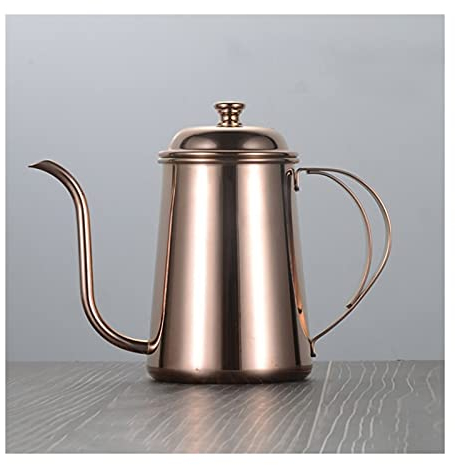 ruyi-1986 Coffee Pot Coffee Kettle 650ml Pour Over Coffee Tea Pot Swan Long Neck Drip Kettle Stainless Steel Non-stick Thin Mouth Gooseneck Drip Kettle Coffee Kettle(Rose Gold)