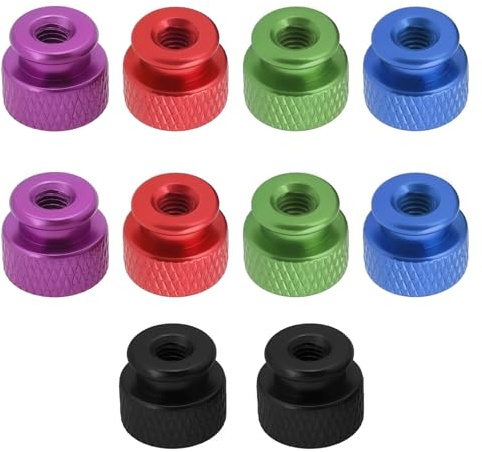 The Lord of the Tools 10PCS Knurled Thumb Nut M5x0.8mm Aluminum Alloy with Collar High Head Blind Hole Knurled Thumb Nuts 10x10x12.05mm for Computer Case
