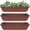 ALLEZ - 3pcs Trough Planter Terracotta - Window Box Planter, Plants Flower Long Pot - Indoor Outdoor Rectangular Planters - Durable Planters For Herbs, Shrubs, Window Sill Pots 60cm (3, Terracotta)