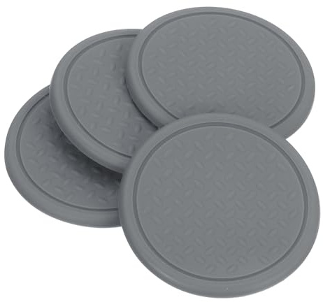 sourcing map Lot de 4 patins antidérapants pour meubles, 6 cm, ronds en caoutchouc antidérapant, dessous de verre de meubles, patins de protection de sol antidérapants pour lit, canapé, table (gris)