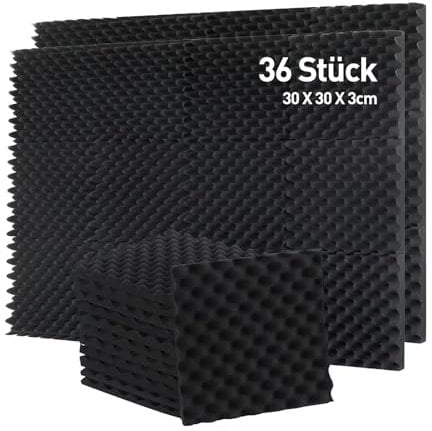 AUSLET-36 Stück Akustikpaneele für Raum,30 x 30 x 3cm Eierkiste Schaumplatten,Schalldämmung Akustikschaum für Decke,Schallabsorbierende Wandplatten für Gaming,Schalldichte Schaumplatten für Wand