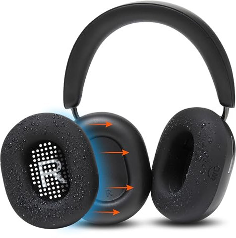 WC SweatZ Ace - Patented Earpad Sweat Covers for Sonos Ace Wireless Noise Cancelling Headphones by Wicked Cushions | Sweatproof & Easily Washable | Black