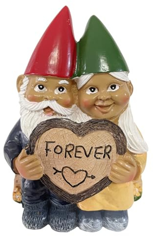 Abirdflyer Garden gnome Statue for Outdoor Decor, Couple in Love Gnomes Figurine, Garden Sculptures & Statues,knome Romantic Indoor Ornament Forever Lover Gift (Couple Dwarf Heart Design)