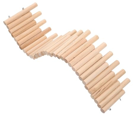 Tofficu Hamster Kletterleiter Holzspielzeug mit Zaun 30cm Kleintier Klettergerüst für Zwerghamster Rennmäuse Chinchillas Haustierkäfig Zubehör