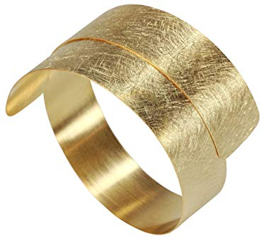 SILBERMOOS Damen Armreif Armspange vergoldet offen gewickelt flexibel gebürstet Spirale 925 Sterling Silber