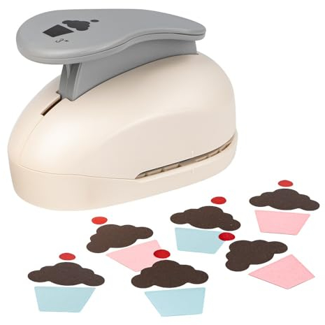 Ideen mit Herz Jumbo-Stanzer | Cupcake | Motivgröße: 7,3 cm x 4,9 cm | Motiv-Locher für Papier | Geschenkanhänger, Tischkärtchen & Aufleger basteln | Bunte Geburtstagskarten | extra groß