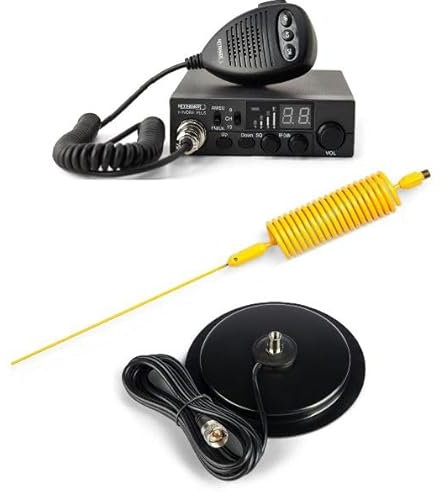 CB Radio Kit with Mini Tornado Antenna, 90 cm, 7-inch Magnetic Mount, Multiple Colours (Yellow)