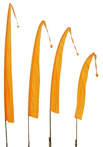 DEKOVALENZ Banderas de Bali Tela SANUR con Punta en Forma de Corazón, Longitudes, Longitud:3 Meter, Color:Amarillo Dorado