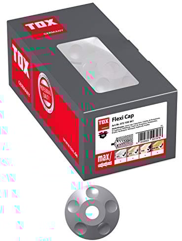 TOX Abdeckkappe Flexi Cap, zuverlässiger Schutz vor Regen und Spritzwasser, mit attraktiver Optik für z.B. Fallrohrbefestigungen, einfache Montage, M10x40, 50 Stück, 072100361, Rot, M10