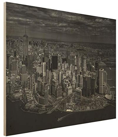 Bilderwelten Holzbild Wandbild - New York - Manhattan aus der Luft - Querformat 60 x 80cm