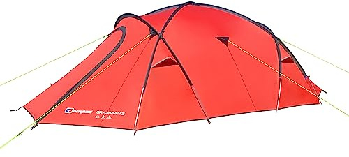 Berghaus Grampian 3 Tent for 3 People with Separate Bedroom, 3 Man, Compact, Lightweight, Dome, Easy to Pitch, 4 Season, Backpacking, Festivals, Weekend Trips, Wild Camping, Hiking, 5000mm HH, Red