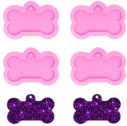 Nifocc DIY Hundemarke Schlüsselbund Silikonform mit Löchern Anhänger Harzformen für DIY Schmuck Basteln Handwerk - (groß) 4 STK