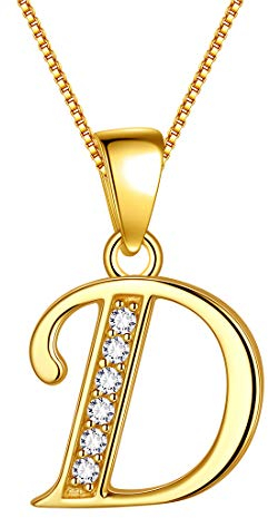 Aurora Tears Buchstabe D Halskette 925 Sterling Silber 18 Karat vergoldet Initiale D Alphabet Anhänger mit Zirkonia Schmuck Dating für Frauen DP0045D-Y