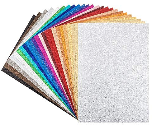 Ideen mit Herz Deko-Papier Natur | Naturpapiere | Buntpapier | handgemacht | veredelt | geprägt | bunt | DIN A4 | 24 Stück in 24 Farben (Design 03)