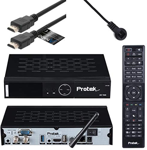 Protek X2 4K UHD Twin SAT Receptor – E2 Linux – 2 sintonizador DVB-S2 – WiFi WLAN, sensor infrarrojo, USB 2.0 & 3.0, Multistream, HDTV, 2160p, HDR + cable HDMI Anadol [Astra & Hotbird preprogramado]