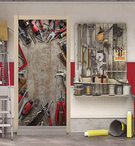 MyMaxxi - Tür bekleben mit Türtapete Türposter Türfolie Selbstklebend 90x200 Handwerk 04 - Tür verschönern mit Türfolie - Türaufkleber Türklebefolie Werkzeug Werkbank