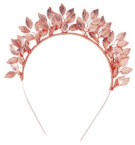 Minkissy Rose Gold Leaf Headband Roman Goddess Hair Band Bridal Hair Hoop for Women Girls
