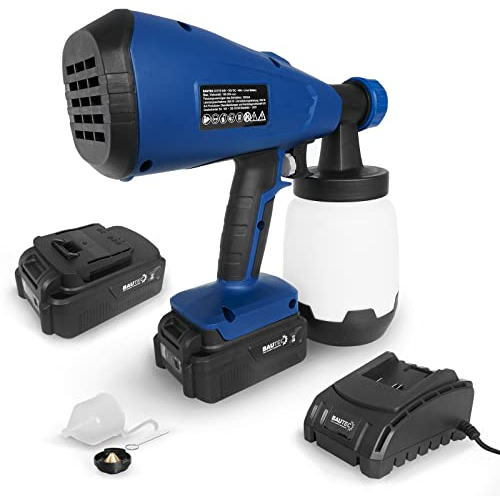 BAUTEC Akku-Farbsprühgerät im Komfort-Set mit 2X 4.0 Ah Li-Ion Akkus, 850 W, für Farben, Lacke und Lasuren