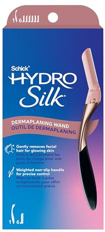 Schick Hydro Silk Dermaplaning Wand, Dermaplaning Tool for Face with 6 Refill Blades | Dermaplane Razor for Women Face, Dermaplane Tool, Eyebrow Razor, Face Razor, Professional Style Skincare Tool