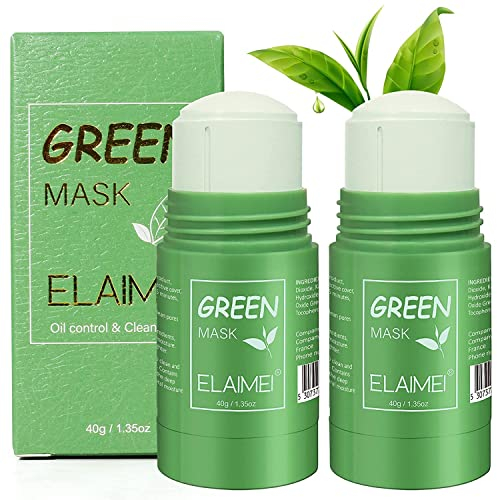 Green Tea Mask,deeply removes impurities and dead skin tissues in the pores, prevents acne improves skin tone, and unclogs pores for all types of men and wome (2Pack)