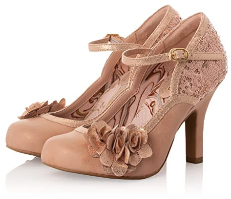 Ruby Shoo Joanie Rose Gold Sequin Bar Shoe with Indulgence Soles UK 7