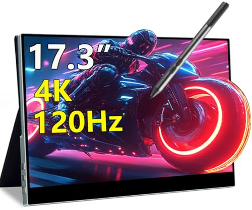 Magedok 17,3 Pollici 4K 120Hz Touchscreen Monitor Portatile, 100% P3 Mobile Monitor Anti-Reflection Eye Care Game Display Supporto MPP Stylus USB C Mini HDMI per console di gioco, laptop, Mac, PC