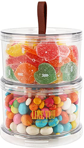 BELLE VOUS 2-Layer Snack Canister - 1L/33.8oz Clear Plastic Food Storage - BPA-Free for Pantry Organisation, Dry Food/Snack, Cereal