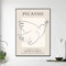 GSHRED Picasso Poster Linien Taube Beige Picasso Wandkunst Picasso Drucke Picasso Leinwand Gemälde Vintage Bilder Wohnkultur Rahmenlos 50 × 70 cm