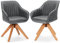 CASART Set of 2 Desk Chairs, 360° Swivel Armchairs Upholstered Tub Chair with Solid Wooden Legs, 2 PCS Office Chairs Occasional Accent Chair for Living Room Bedroom Office (Grey)