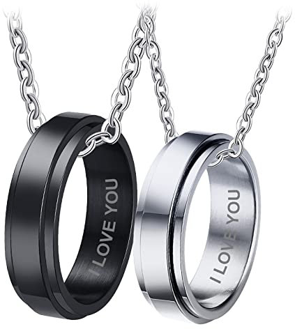 Wycian I LOVE YOU Kette, Ich Liebe Dich Kette mit Gravur Pärchen Halskette Edelstahl Pärchen Geschenk