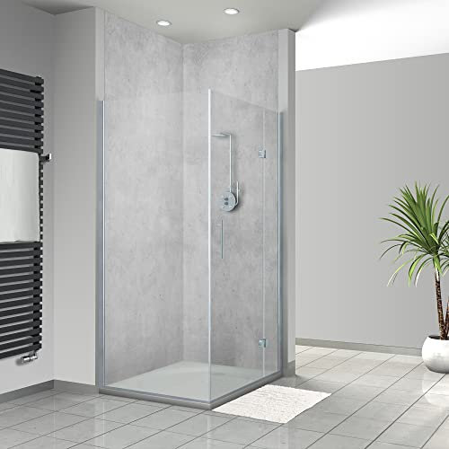 WANDFREUDE individuelle Duschrückwand Aluverbundplatte auf Maß (2 Stück - Industriebeton - Premium Matt Lack) – Dusche Wandverkleidung Duschwandverkleidung Duschrückwände