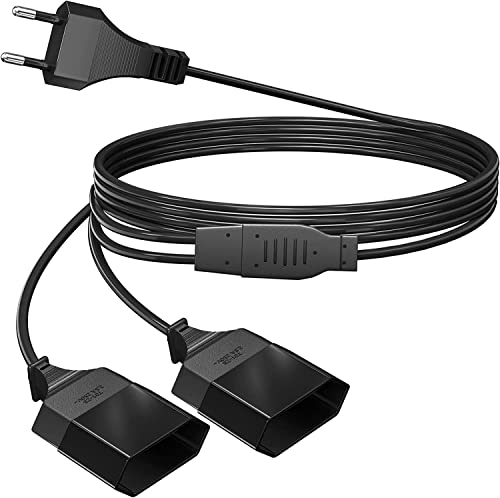 Cavo di alimentazione di prolunga, 5 m di cavo di alimentazione con spina euro, 2 in 1 cavo di prolunga di tipo C da spina euro a presa euro, 0,75 mm² 250 V/2,5 A spina euro per computer TV PC