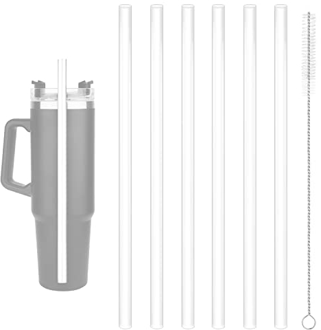SAVITA 6pcs Pailles en Plastique Réutilisables, Paille Plastique avec Brosse de Nettoyage Compatible avec la Tasse de Voyage Stanley Adventure Quencher de 40 oz