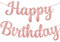 KatchOn, Glitzer Banner Happy Birthday Girlande Geburtstagsdeko – vorbespannt, 3M kein Selbermachen nötig | Roségoldene Happy Birthday Partydekorationen | Happy Birthday Schild für Mädchen