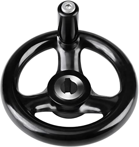 Handrad, 3 Speichen, rund, 12 x 100 mm, Drehtechnik | Schwarze Ausführung, Drehbarer Griff, für Drehmaschinen, für Fräsmaschinen, Rundes Design, Maschinenzubehör