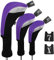 Andux 3pcs/Set Golf 460cc Driver Fairway Wood Club Head Covers Long Neck Black/Purple