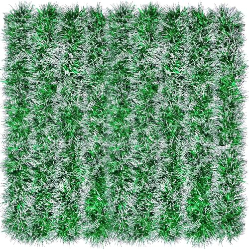 LATERN 10M Weihnachts Lametta Girlande, Grünefarbe Metallisches Lametta Grobes Glitzerndes Lametta Dicke Glänzende Girlande mit Frostspitze für Weihnachtsbaum Winter Hochzeit Urlaub Party Dekoration
