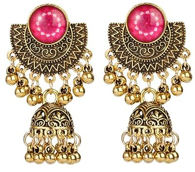 Retro Grüner Blumen-jhumka-ohrring, Ethnischer Damen-zigeunersektor, Indien-schmuck