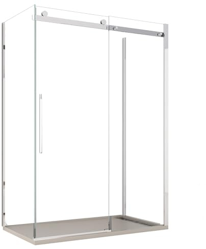 OLIMPO DOCCE - Box Doccia tre lati porta scorrevole trasparente H195cm 8mm anticalcare Euclide - 80x120x80